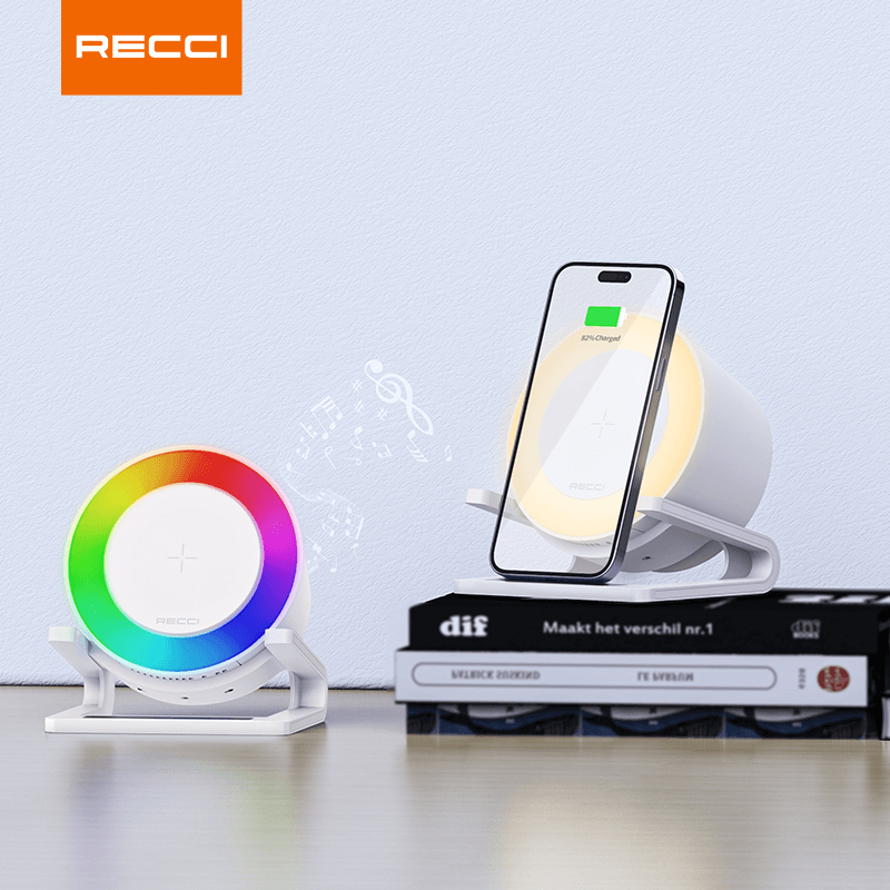Recci RSK-W28 4IN1 SPEAKER Wireless Fast Charger With Holder - reccimaxco